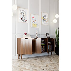 Elegant 4 Kapaklı Dekoratif Konsol Barok Ceviz