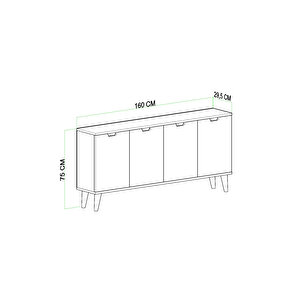 Elegant 4 Kapaklı Dekoratif Konsol Barok Ceviz