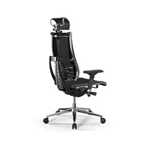 Yoga Deri - Fileli Çelik Müdür / Yönetici Koltuğu - Ofis Sandalyesi Siyah