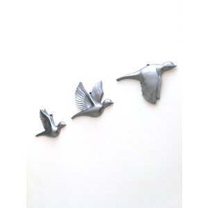 Dekoratif Üçlü Güvercin Duvar Süsü Üçlü Kuş Ev Dekoru Aslan Yelesi