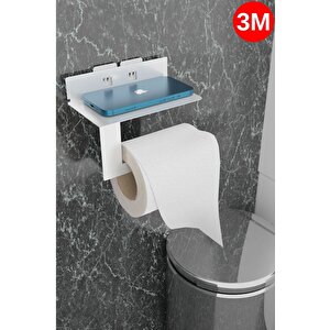 Metal Beyaz Ultra Güçlü Yapışkanlı Telefon Tutacaklı Tuvalet Wc Kağıtlık Mt92b