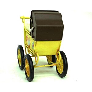 Dekoratif Metal Bebek Arabası Biblo Vintage Hediyelik