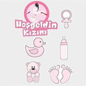 Himarry Parti Hoşgeldin Kızım Baby Shower Sticker Etiket Seti 6 Adet
