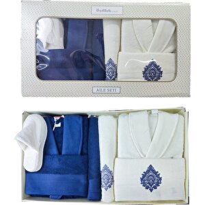 Özdi̇lek Bornoz Aile Seti Majestic Indigo-krem/indigo