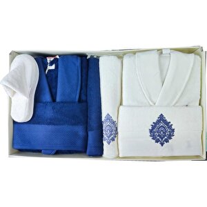 Özdi̇lek Bornoz Aile Seti Majestic Indigo-krem/indigo