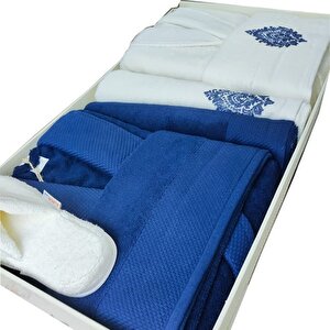 Özdi̇lek Bornoz Aile Seti Majestic Indigo-krem/indigo