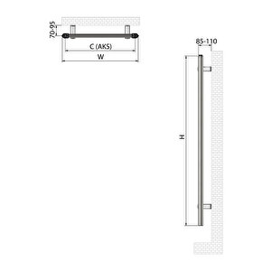 800x500mm Alya Beyaz 60 Ay Garantili Karbon Çelik Havlupan
