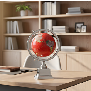 Yerküre Bi̇blo Dönenceli̇ Metal Standli Kirmizi 17x27