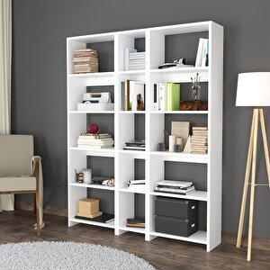 Robin Üçlü Kitaplık 126 Cm Beyaz Meşe