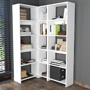 Robin Üçlü Kitaplık 126 Cm Beyaz Meşe