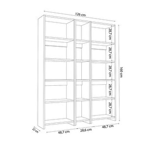 Robin Üçlü Kitaplık 126 Cm Meşe