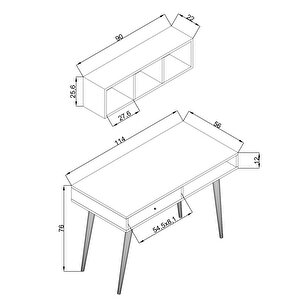 Bimossa V5120 Janus Raflı Çalışma Masası Çekmeceli Sepet-beyaz