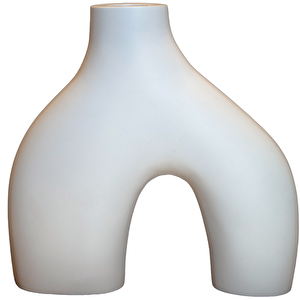 Stone Vazo Polyester, Beyaz, 21x12 Beyaz