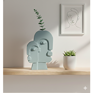 Picasso Seramik Vazo, Mavi, 28x18 Mavi