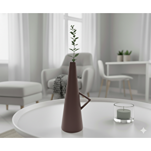 Kharmen Seramik Vazo, Kahverengi, 27x13 Kahverengi