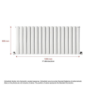 600x1355mm Yüksek Isı Kapasiteli Yatay Alüminyum Radyatör Lilac Beyaz