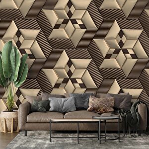 3 Boyutlu Kahverengi Deri Görünümlü Duvar Kağıdı Baskı 100x100 cm