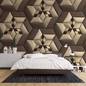 3 Boyutlu Kahverengi Deri Görünümlü Duvar Kağıdı Baskı 100x100 cm