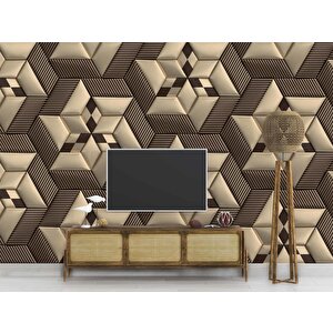 3 Boyutlu Kahverengi Deri Görünümlü Duvar Kağıdı Baskı 100x100 cm