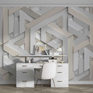 3 Boyutlu Geometrik Üçgen Kabartma Görünümlü Duvar Kağıdı Baskı