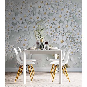 3 Boyutlu Beyaz Papatya Duvar Kağıdı