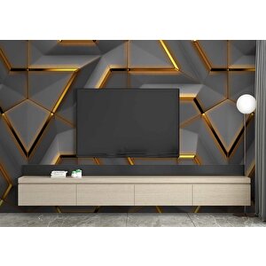 3 Boyutlu Siyah Gold Kabartma Görünümlü Duvar Kağıdı Baskı 200x240 cm