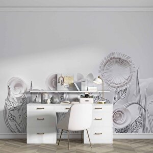 3 Boyutlu Render Beyaz Çiçek Duvar Kağıdı