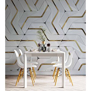 3 Boyutlu Altın Geometrik Duvar Kağıdı Baskı