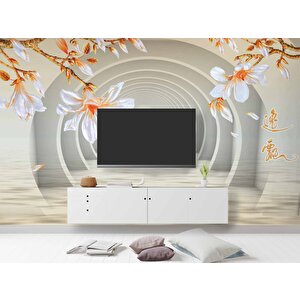 3 Boyutlu Çiçekli Tünel Temalı Duvar Kağıdı Baskı 800x240 cm