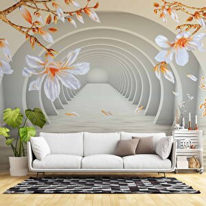 3 Boyutlu Çiçekli Tünel Temalı Duvar Kağıdı Baskı 325x280 cm