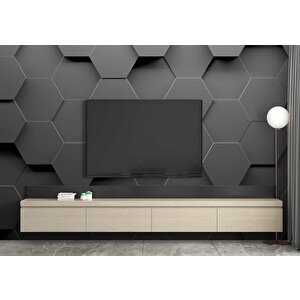 3 Boyutlu Antrasit Altıgen Duvar Kağıdı Baskı 325x260 cm