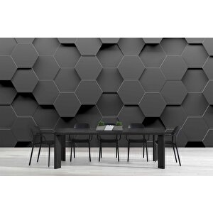 3 Boyutlu Antrasit Altıgen Duvar Kağıdı Baskı
