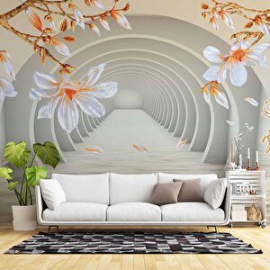 3 Boyutlu Çiçekli Tünel Temalı Duvar Kağıdı Baskı 425x200 cm