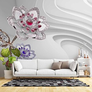 3 Boyutlu Çiçek Desenli Duvar Kağıdı Baskı 275x315 cm