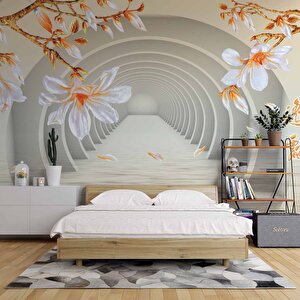 3 Boyutlu Çiçekli Tünel Temalı Duvar Kağıdı Baskı 375x260 cm