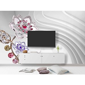 3 Boyutlu Çiçek Desenli Duvar Kağıdı Baskı 100x240 cm