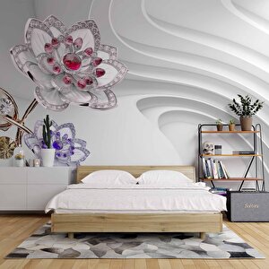 3 Boyutlu Çiçek Desenli Duvar Kağıdı Baskı 350x300 cm