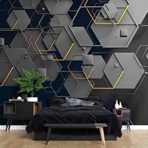 Altıgen Şekilli 3 Boyutlu Duvar Kağıdı Baskı 900x315 cm