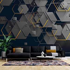Altıgen Şekilli 3 Boyutlu Duvar Kağıdı Baskı 500x300 cm