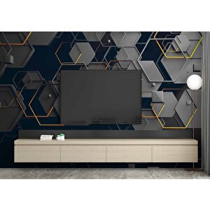 Altıgen Şekilli 3 Boyutlu Duvar Kağıdı Baskı 350x240 cm