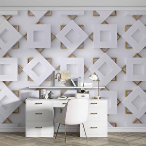 3 Boyutlu Geometrik Şekilli Duvar Kağıdı Baskı