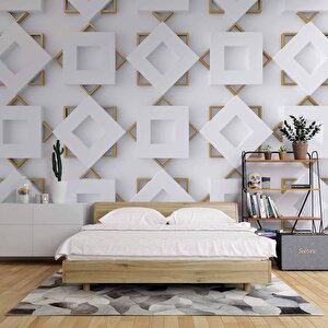 3 Boyutlu Geometrik Şekilli Duvar Kağıdı Baskı 350x240 cm