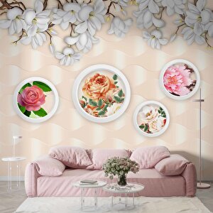 3 Boyutlu  Çiçek Panel Duvar Kağıdı Baskı 275x300 cm