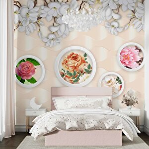 3 Boyutlu  Çiçek Panel Duvar Kağıdı Baskı 275x300 cm