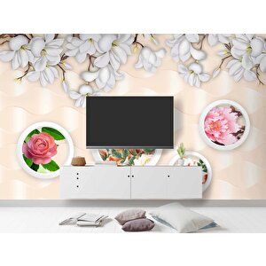 3 Boyutlu  Çiçek Panel Duvar Kağıdı Baskı 275x300 cm