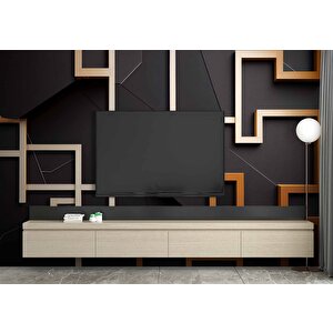 Gold-siyah Geometrik Şekilli 3 Boyutlu Duvar Kağıdı Baskı 425x200 cm