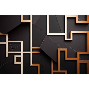 Gold-siyah Geometrik Şekilli 3 Boyutlu Duvar Kağıdı Baskı
