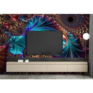 3 Boyutlu Mavi Franktal Görünümlü Duvar Kağıdı Baskı 300x280 cm