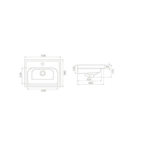 Turkuaz Cerastyle Frame Etajer Uyumlu Damlalıklı Lavabo 50*38 Cm