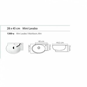 Turkuaz Cerastyle Banyo,karavan Mini Küçük Köşe Lavabo 28*45 Cm